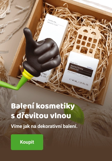 Balení kosmetiky s dřevitou vlnou